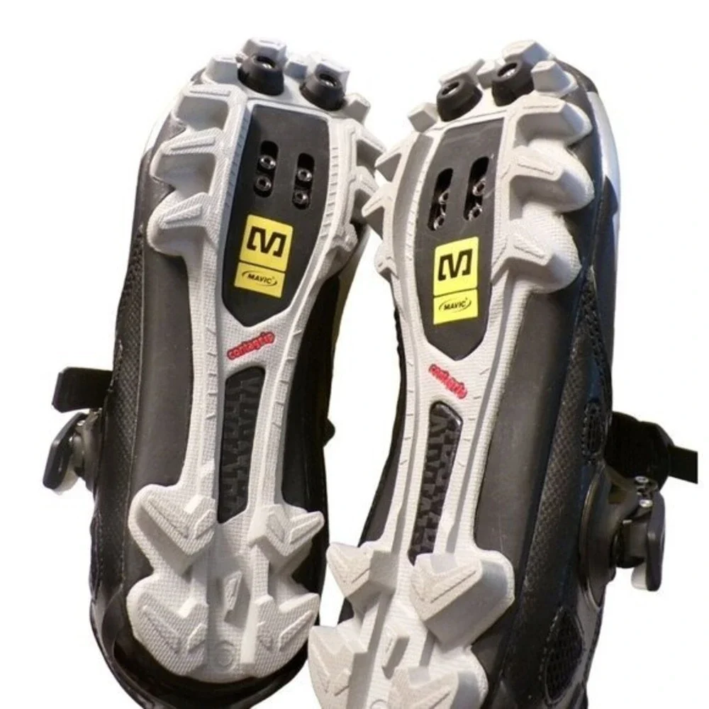 Mavic Tempo Cycling Shoes 6.5 Black Silver Ergonomic Design Vtg Look Durable‎